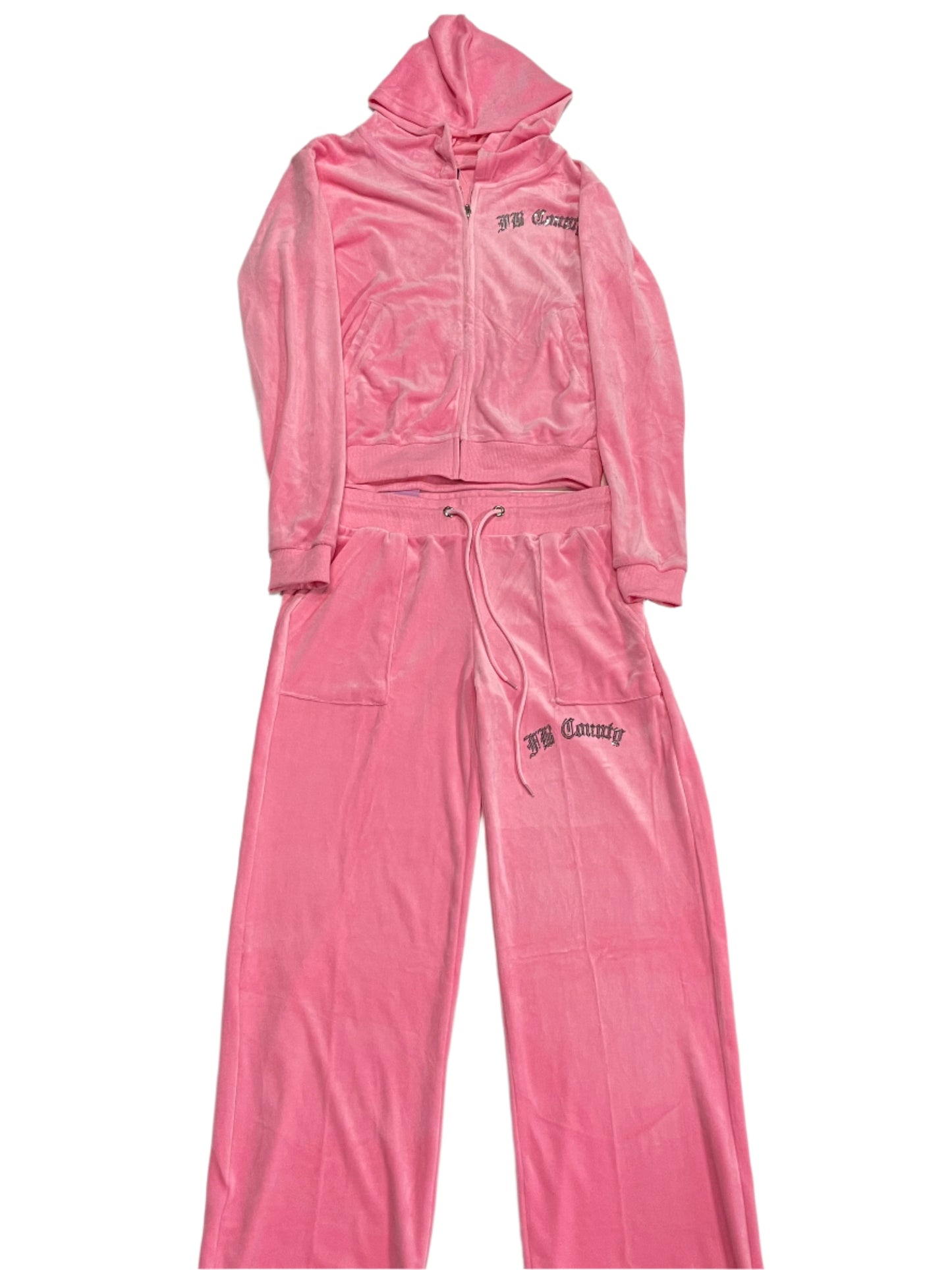 FB COUNTY RHINESTONE VELOUR TRACKSUIT FULL SET