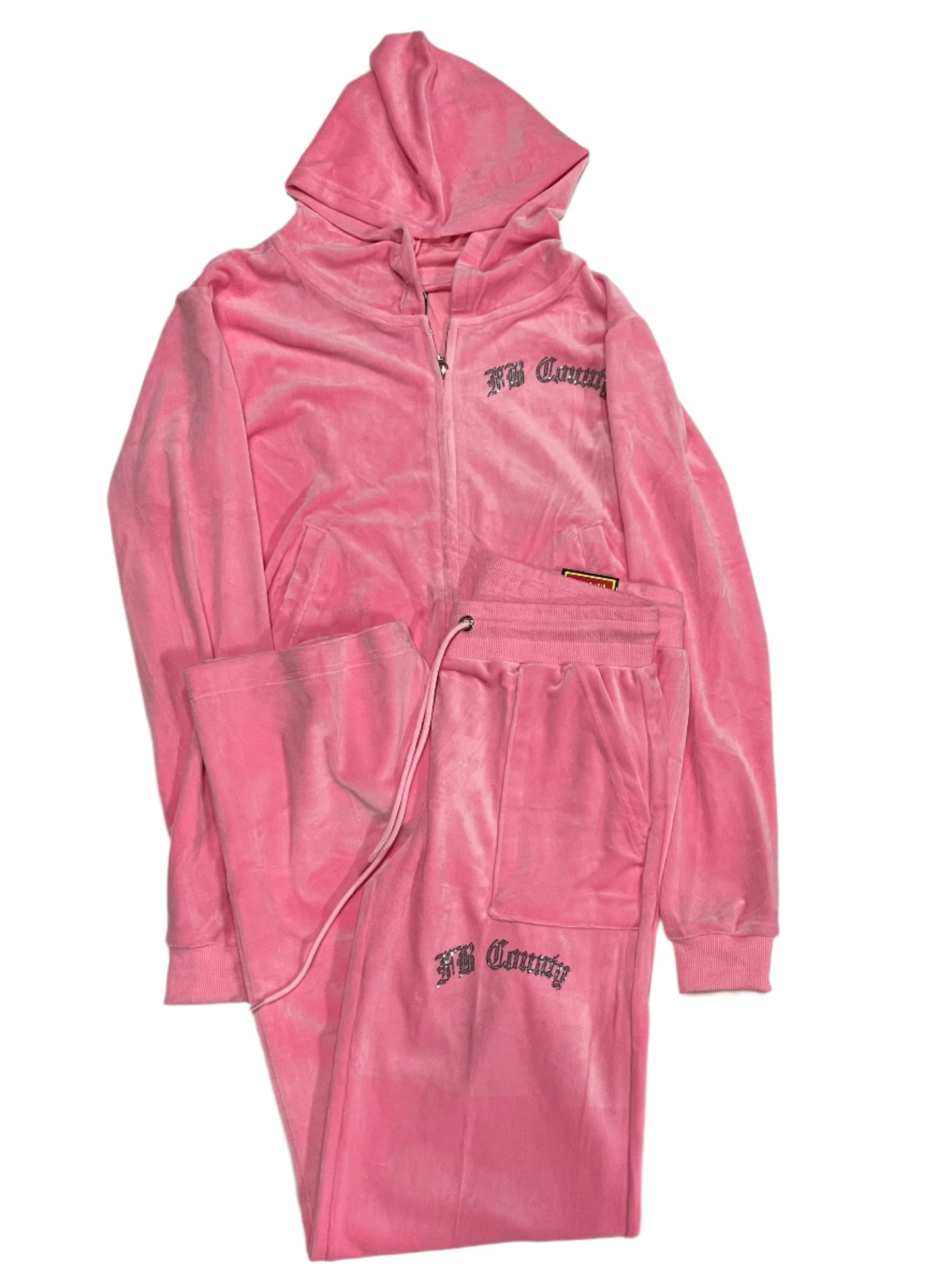 FB COUNTY RHINESTONE VELOUR TRACKSUIT FULL SET