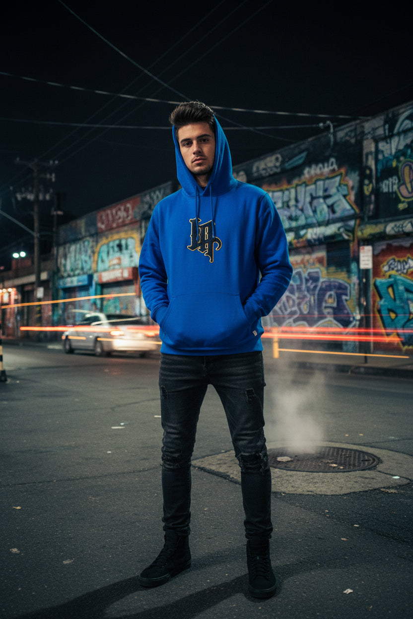 Blue hoodie with LA logo