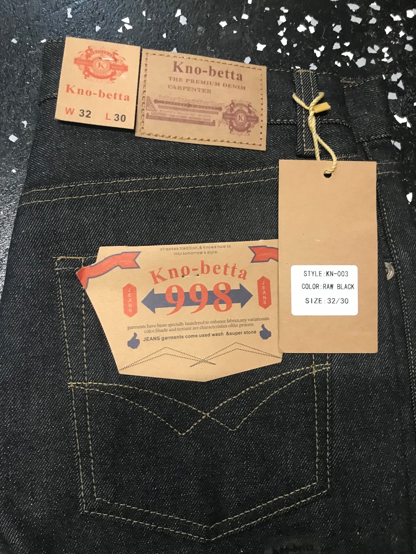 KNO-BETTA 998 PANTS RAW BLACK, RAW INDGO