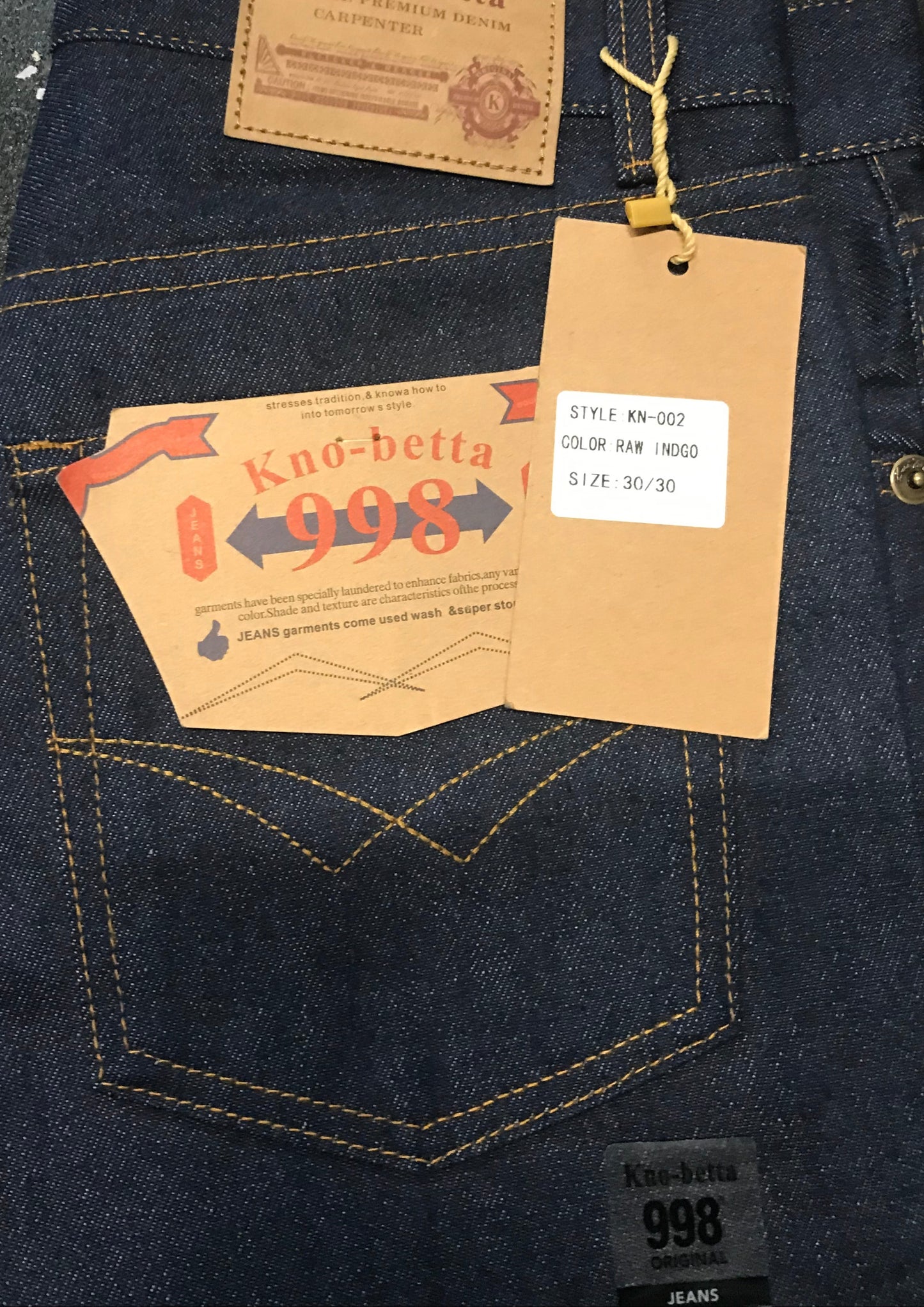 KNO-BETTA 998 PANTS RAW BLACK, RAW INDGO